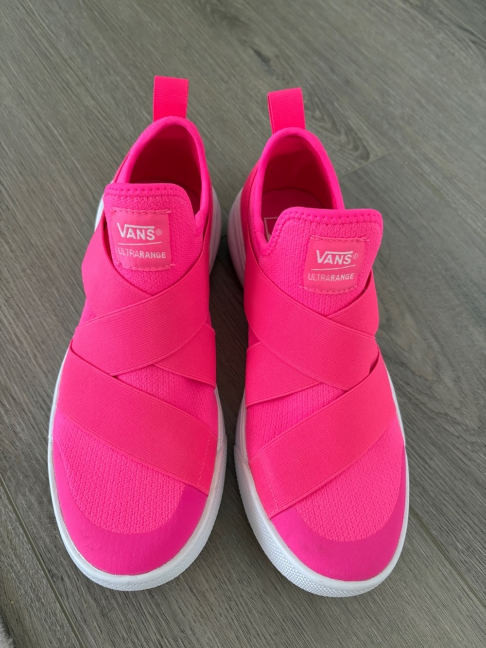 Vans UltraRange UltraCush slip on neon pink bandage tennis shoes Women’s 10.5